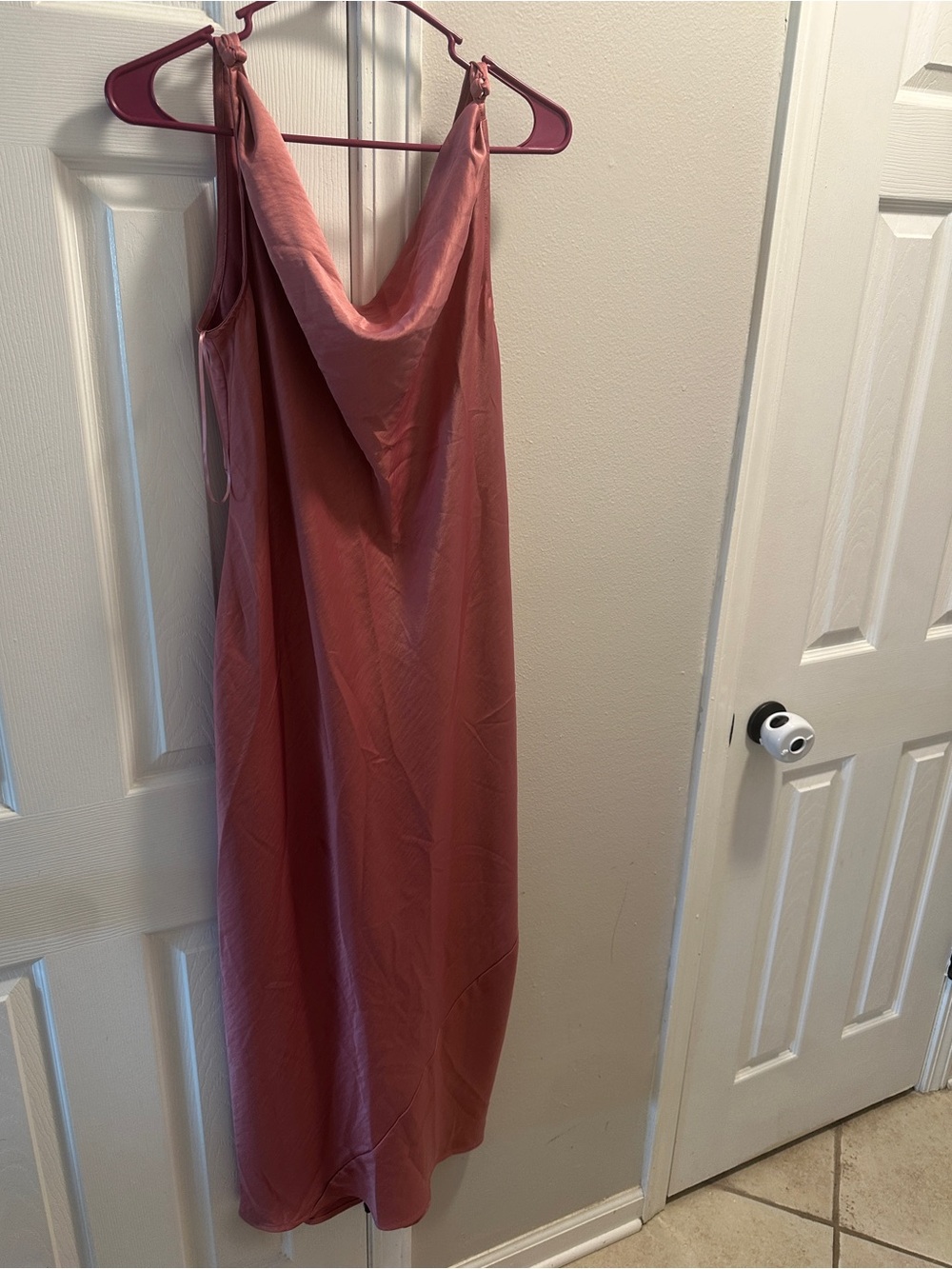 Cowl Neck Maxi Slip Dress in Dusty Rose